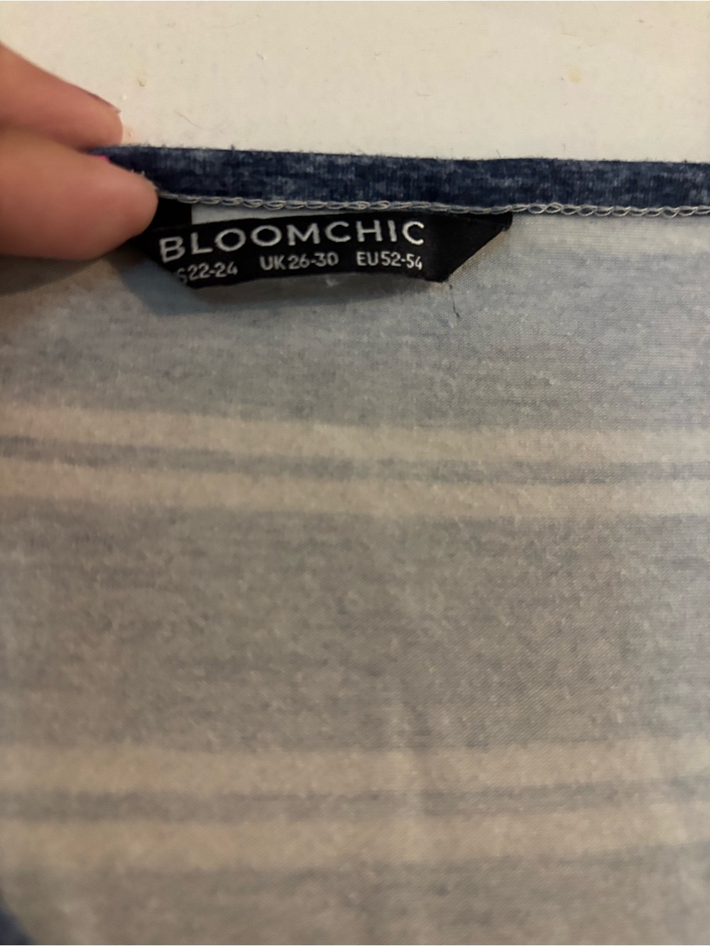 BloomChic Navy & White Striped V-Neck Drawstring Casual Dress - Picture 2 of 2